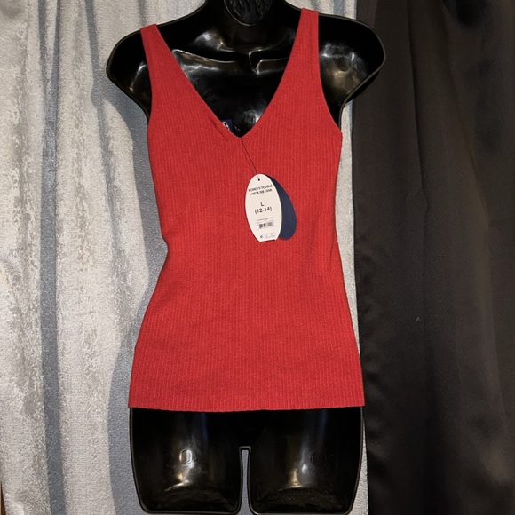 Scoop Women’s Double V-Neck Rib Knit Tank Size Large NWT 🤩 😍 - Picture 2 of 4